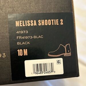 Melissa Black Shootie 2 Ankle Boots Box Label